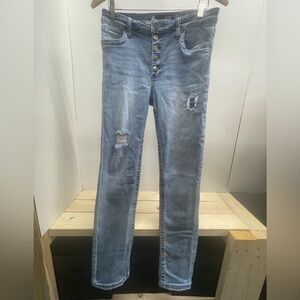 Kut from the Kloth Stevie High Rise Straight Leg Distressed Jeans